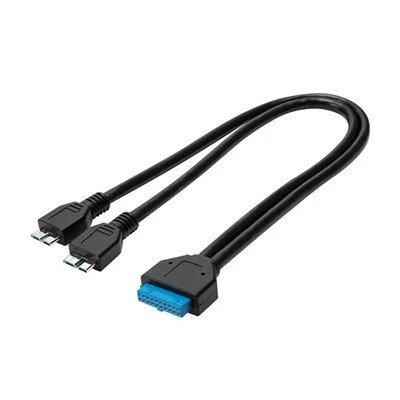 USB3.0 20 हैडर फीमेल को 2 X माइक्रो-बी मेल केबल पर पिन करें